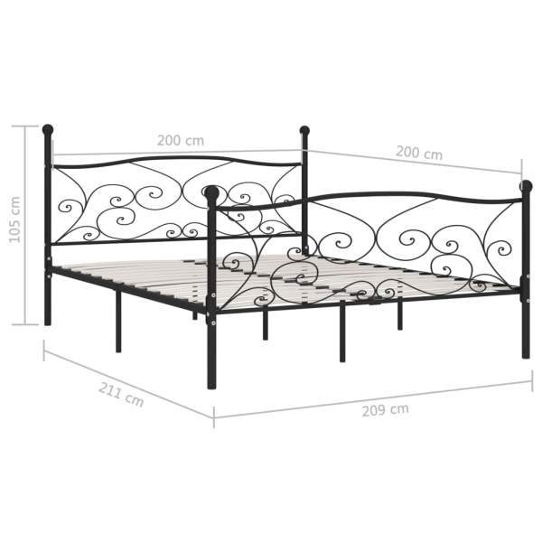  Bettgestell mit Lattenrost Schwarz Metall 200 × 200 cm