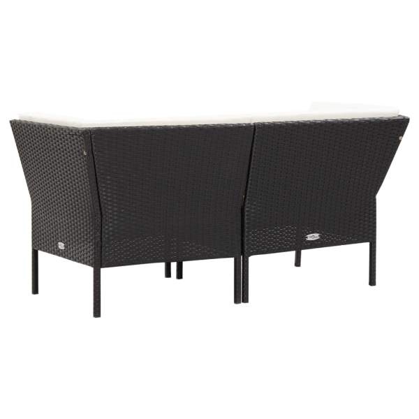  6-tlg. Garten-Lounge-Set mit Auflagen Poly Rattan Schwarz