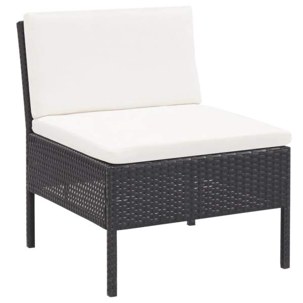  6-tlg. Garten-Lounge-Set mit Auflagen Poly Rattan Schwarz