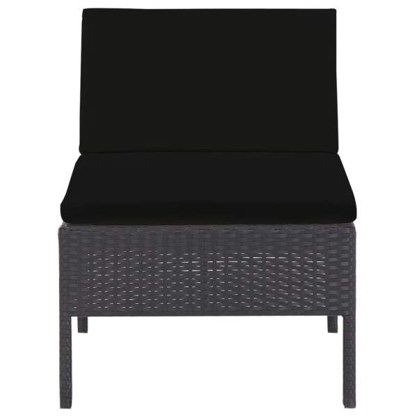  6-tlg. Garten-Lounge-Set mit Auflagen Poly Rattan Schwarz