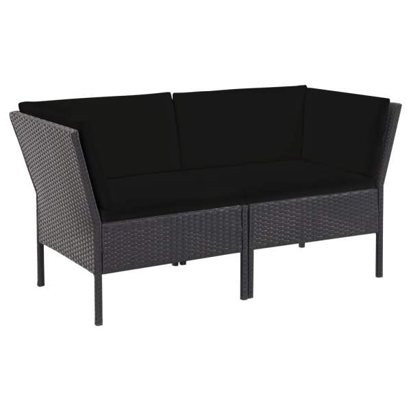  6-tlg. Garten-Lounge-Set mit Auflagen Poly Rattan Schwarz