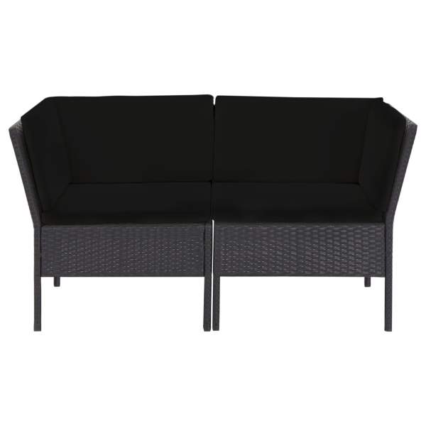  6-tlg. Garten-Lounge-Set mit Auflagen Poly Rattan Schwarz