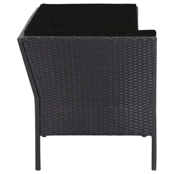  6-tlg. Garten-Lounge-Set mit Auflagen Poly Rattan Schwarz