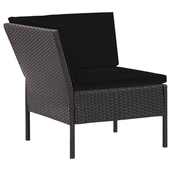  6-tlg. Garten-Lounge-Set mit Auflagen Poly Rattan Schwarz