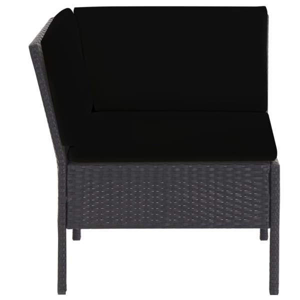  6-tlg. Garten-Lounge-Set mit Auflagen Poly Rattan Schwarz