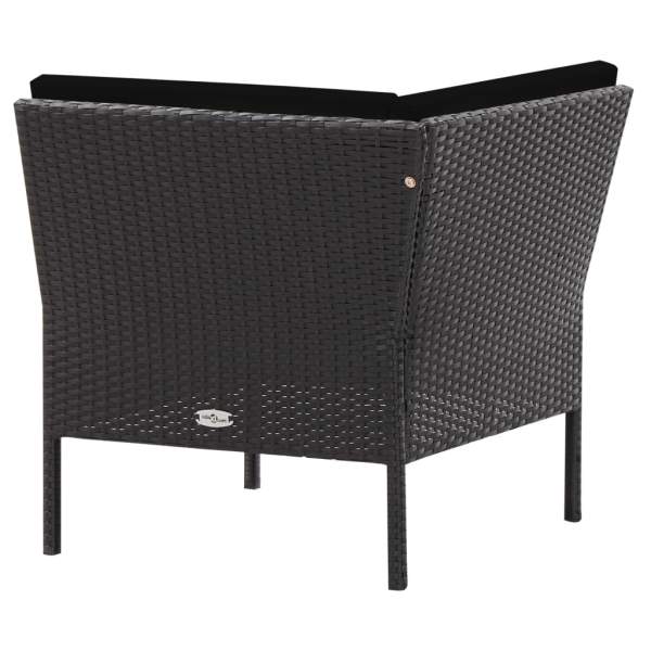  6-tlg. Garten-Lounge-Set mit Auflagen Poly Rattan Schwarz
