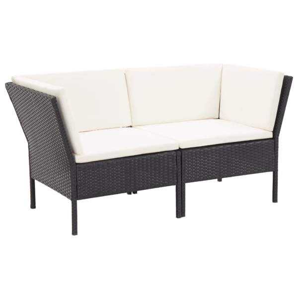  8-tlg. Garten-Lounge-Set mit Auflagen Poly Rattan Schwarz