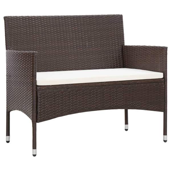  4-tlg. Garten-Lounge-Set mit Auflagen Poly Rattan Braun