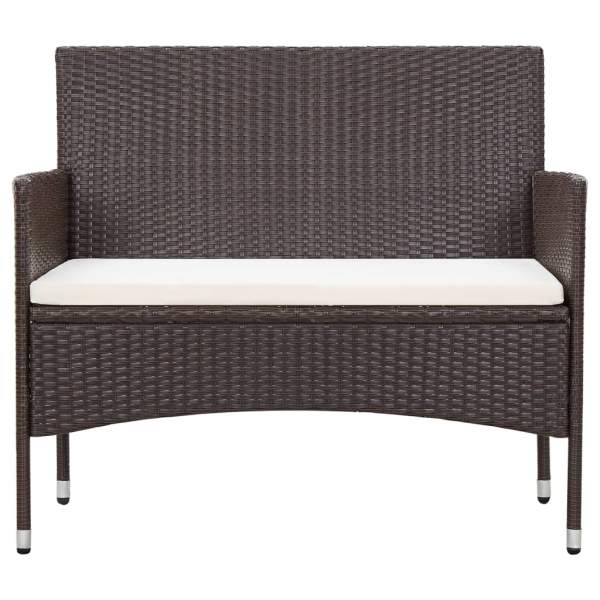  4-tlg. Garten-Lounge-Set mit Auflagen Poly Rattan Braun