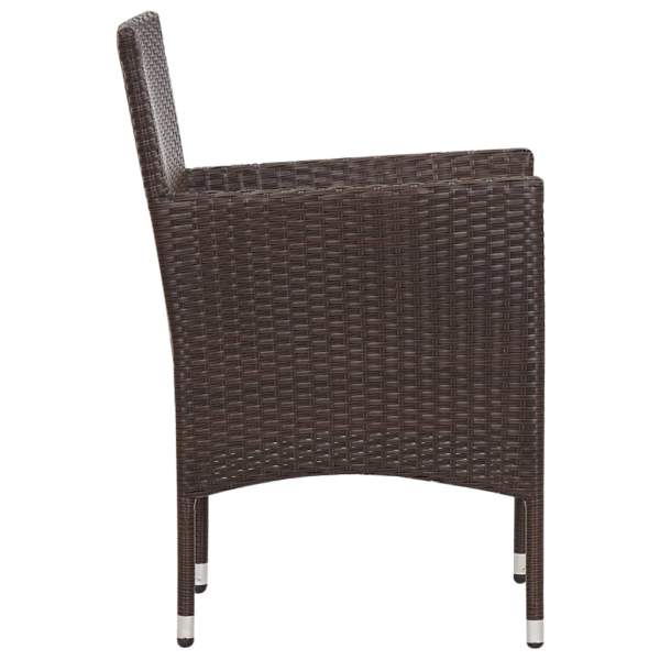  4-tlg. Garten-Lounge-Set mit Auflagen Poly Rattan Braun