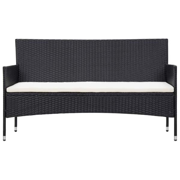  4-tlg. Garten-Lounge-Set mit Auflagen Poly Rattan Schwarz