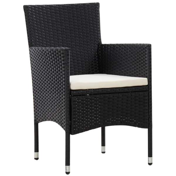  4-tlg. Garten-Lounge-Set mit Auflagen Poly Rattan Schwarz