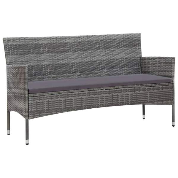  4-tlg. Garten-Lounge-Set mit Auflagen Poly Rattan Grau