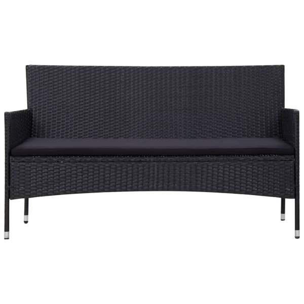  4-tlg. Garten-Lounge-Set mit Auflagen Poly Rattan Schwarz