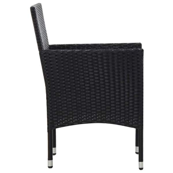  4-tlg. Garten-Lounge-Set mit Auflagen Poly Rattan Schwarz