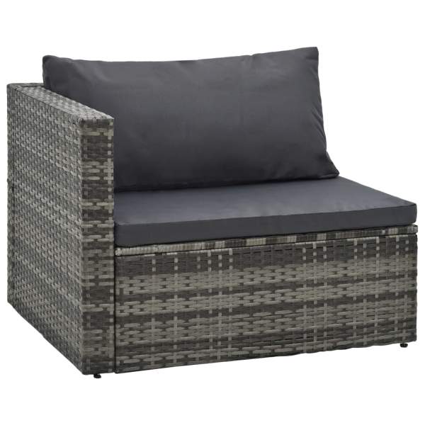  5-tlg. Garten-Lounge-Set mit Auflagen Poly Rattan Grau