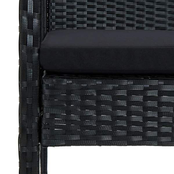  4-tlg. Garten-Lounge-Set mit Auflagen Poly Rattan Schwarz