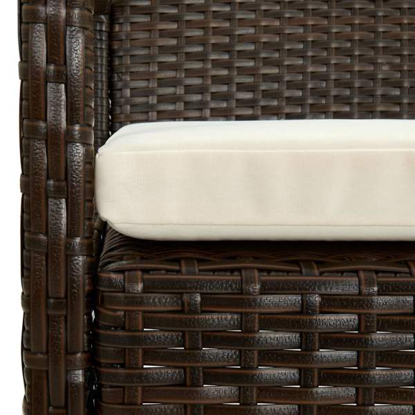  Gartenstuhl mit Kissen Poly Rattan Braun