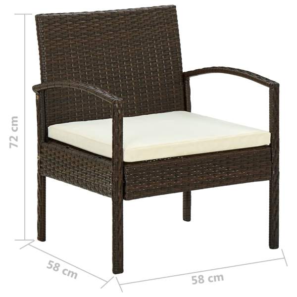  Gartenstuhl mit Kissen Poly Rattan Braun