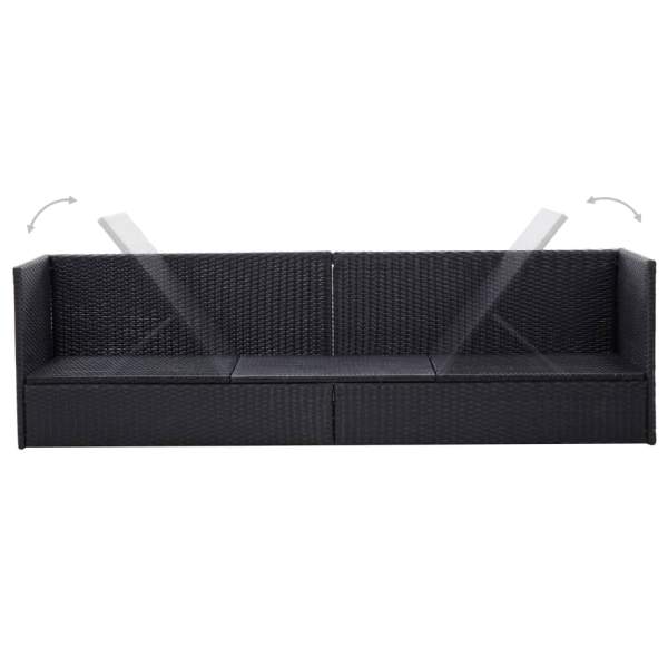  Garten-Sofabett mit Kissen Poly Rattan Schwarz