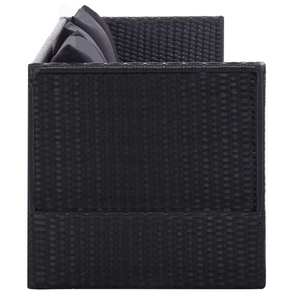  Garten-Sofabett mit Kissen Poly Rattan Schwarz