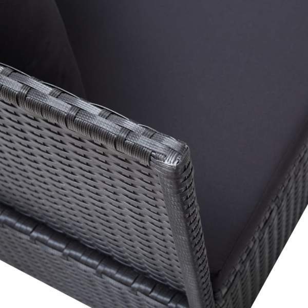  Garten-Sofabett mit Kissen Poly Rattan Schwarz