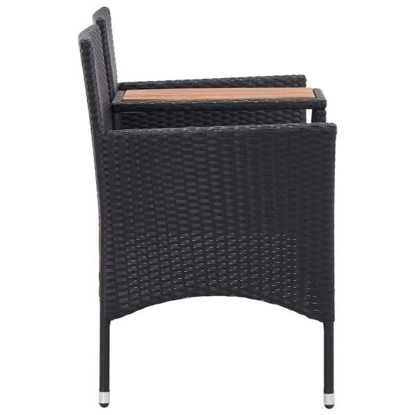  2-Sitzer-Gartenbank mit Teetisch 143 cm Poly Rattan Schwarz