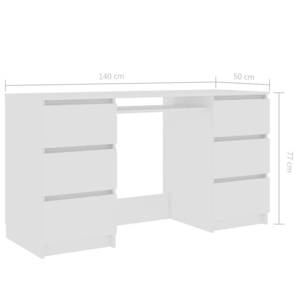  Schreibtisch Weiß 140x50x77 cm Holzwerkstoff
