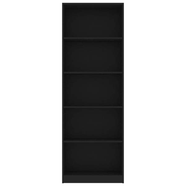  Bücherregal 5 Fächer Schwarz 60x24x175 cm Holzwerkstoff