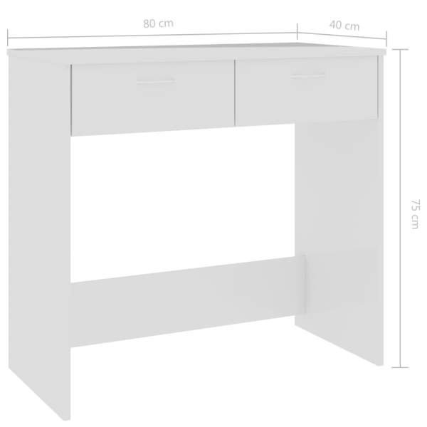  Schreibtisch Hochglanz-Weiß 80x40x75 cm Holzwerkstoff