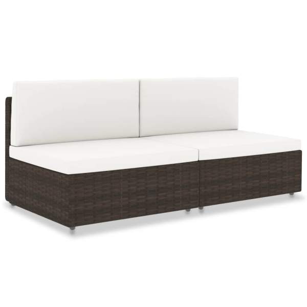  Modulares 2-Sitzer-Sofa Poly Rattan Braun