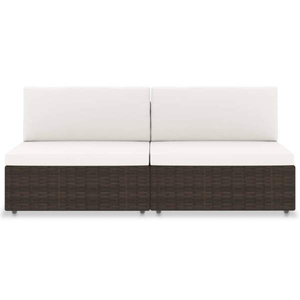  Modulares 2-Sitzer-Sofa Poly Rattan Braun