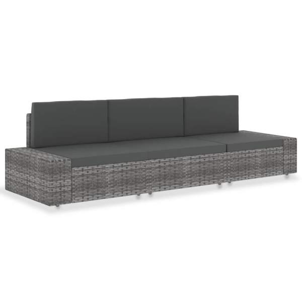  Modulares 3-Sitzer-Sofa Poly Rattan Grau