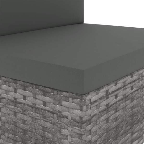  Modulares 3-Sitzer-Sofa Poly Rattan Grau