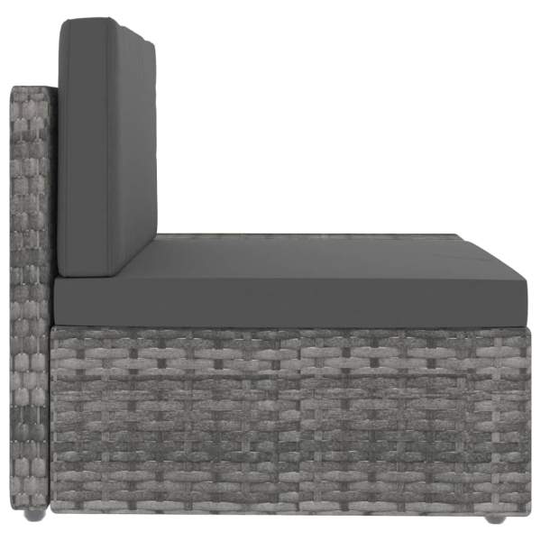 Modulares 3-Sitzer-Sofa Poly Rattan Grau