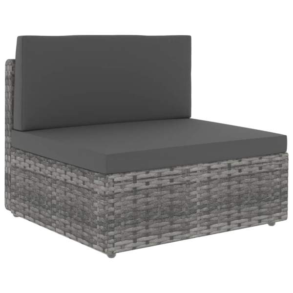  Modulares 3-Sitzer-Sofa Poly Rattan Grau