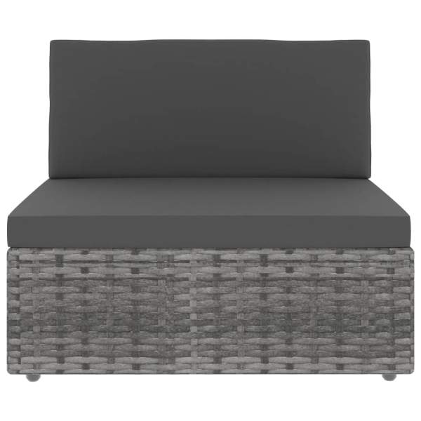  Modulares 3-Sitzer-Sofa Poly Rattan Grau