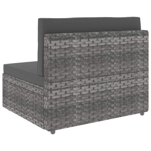  Modulares 3-Sitzer-Sofa Poly Rattan Grau