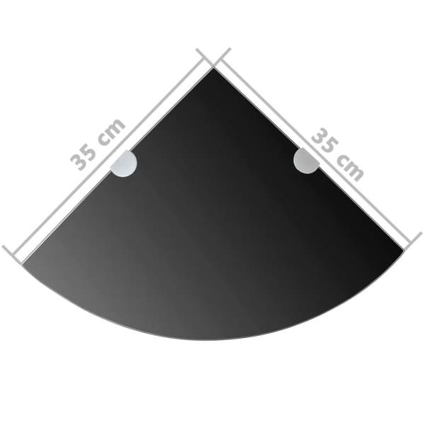  Eckregale 2 Stk. mit Verchromten Halterungen Glas Schwarz