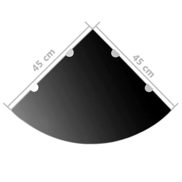  Eckregale 2 Stk. mit Verchromten Halterungen Glas Schwarz