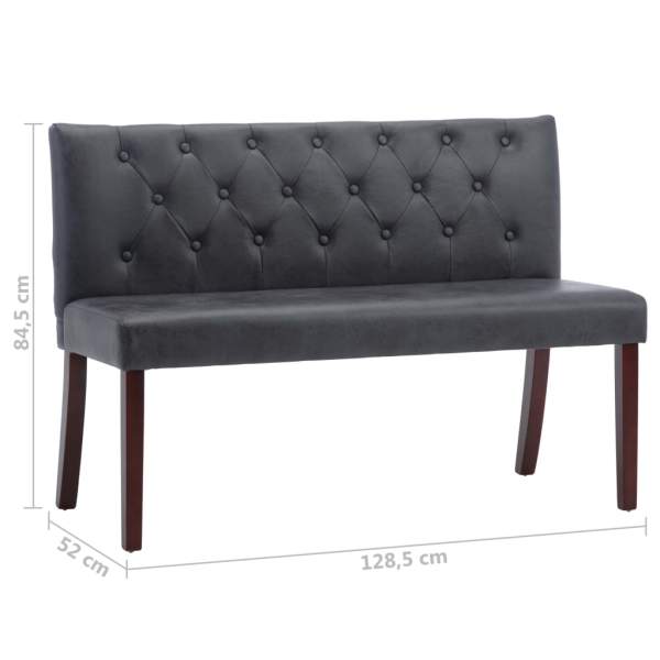  Sitzbank 128,5 cm Grau Wildleder-Optik