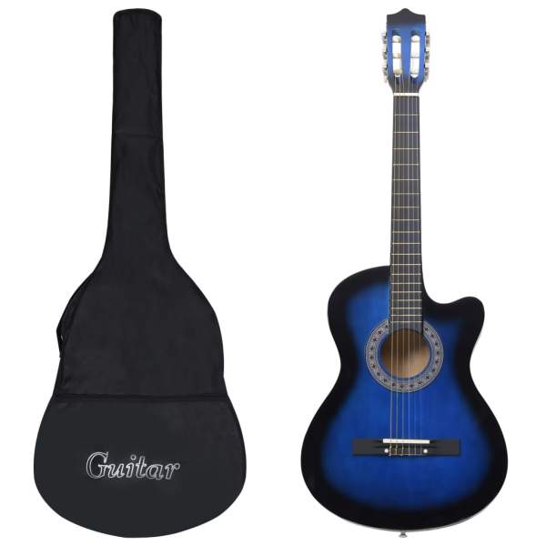  Western-Akustik-Gitarrenset mit 6 Saiten Blau 38"