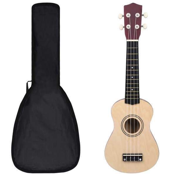  Sopran-Ukulele-Set mit Tasche für Kinder Helles Holz 21"