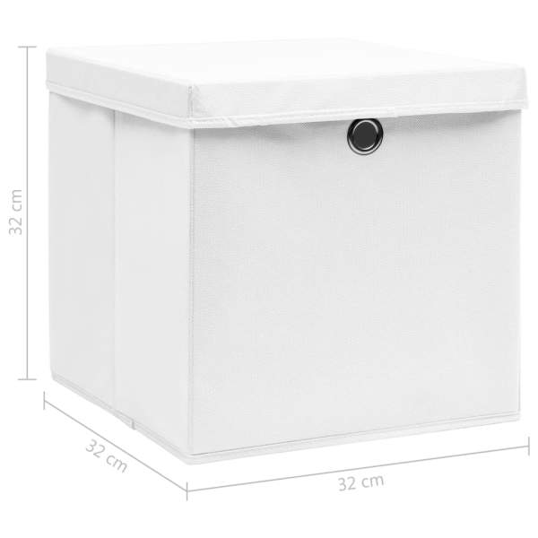  Aufbewahrungsboxen mit Deckeln 4 Stk. Weiß 32x32x32 cm Stoff