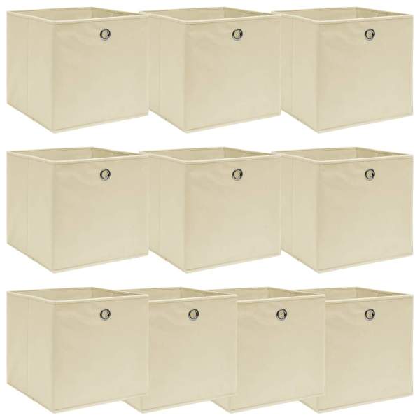  Aufbewahrungsboxen 10 Stk. Creme 32x32x32 cm Stoff