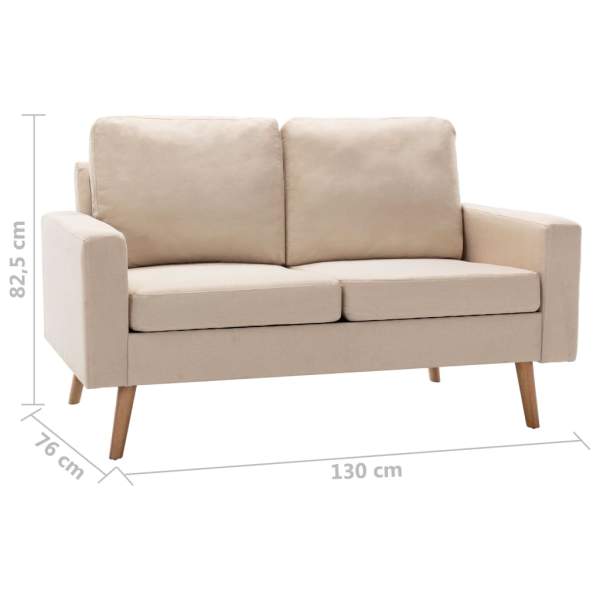  2-Sitzer-Sofa Creme Stoff