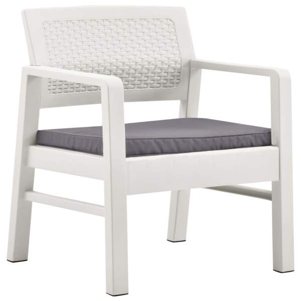  Garten-Lounge-Set mit Auflagen 4-tlg. Kunststoff Weiß