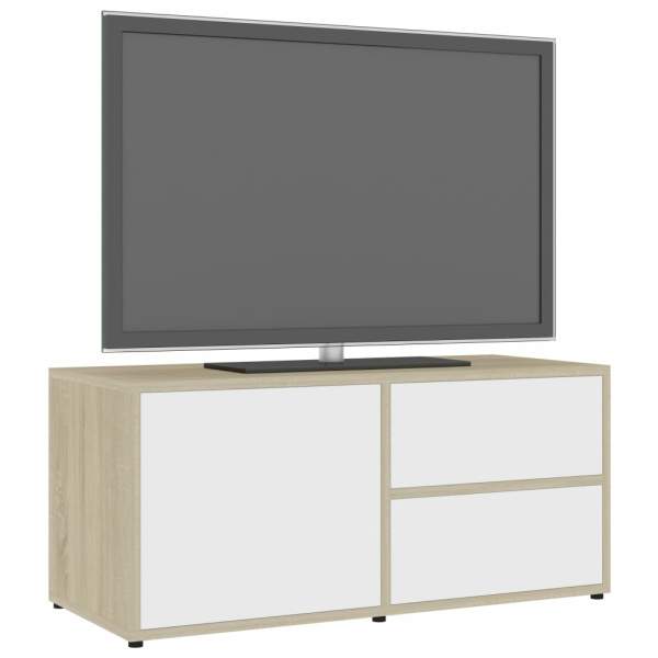 sinni.ch - TV-Schrank Weiß Sonoma-Eiche 80x34x36 cm Spanplatte