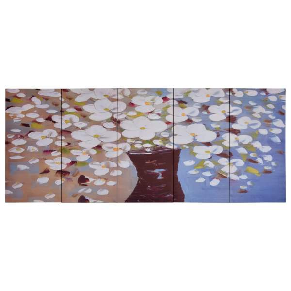  Leinwandbild-Set Blumen in Vase Mehrfarbig 150x60 cm
