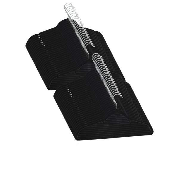 50 Stk. Kleiderbügel-Set Anti-Rutsch Schwarz Samt